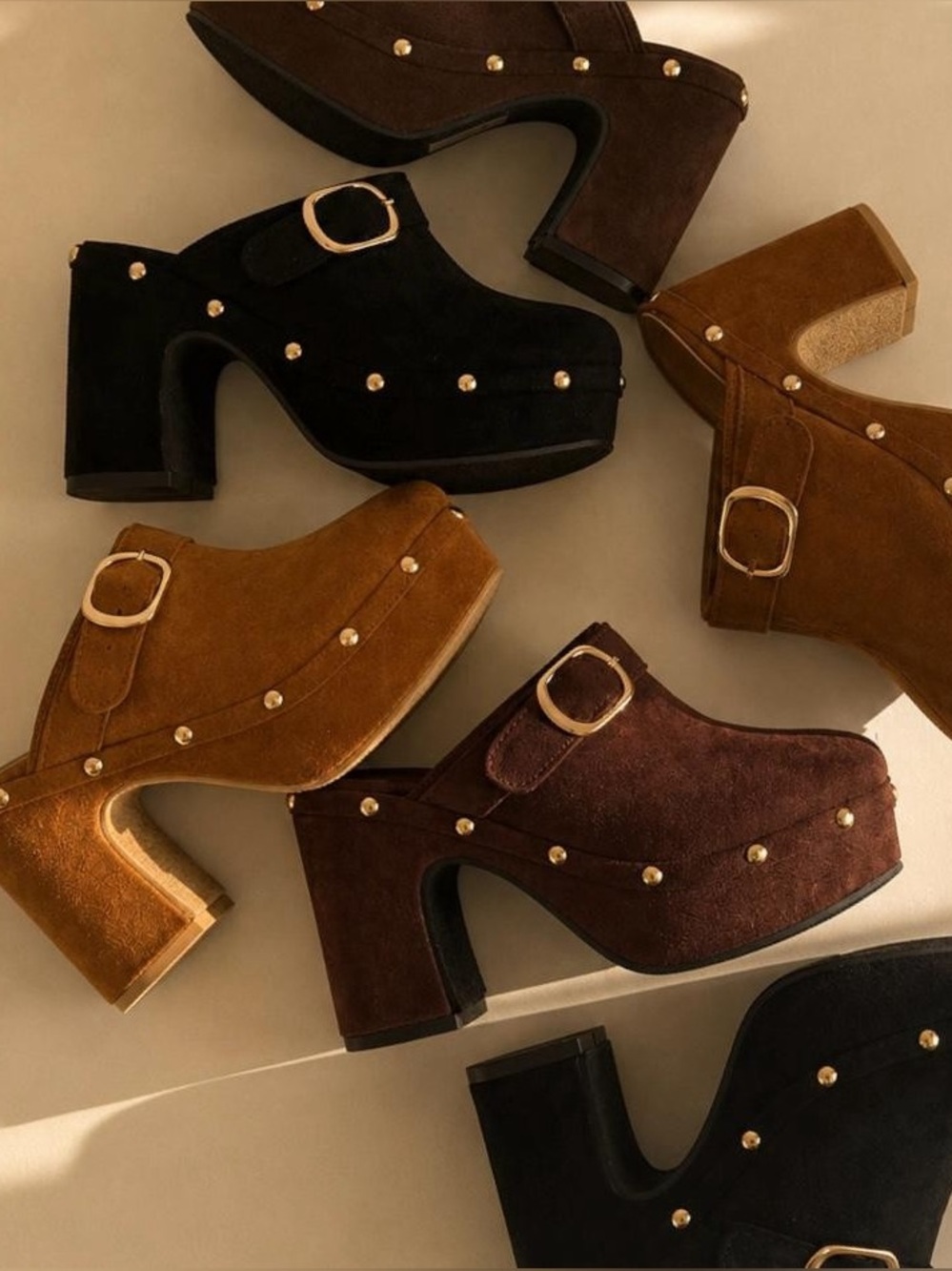 Retro Muse Studded Platform Clog with Adjustable Buckle Strap - Picture 3 of 4